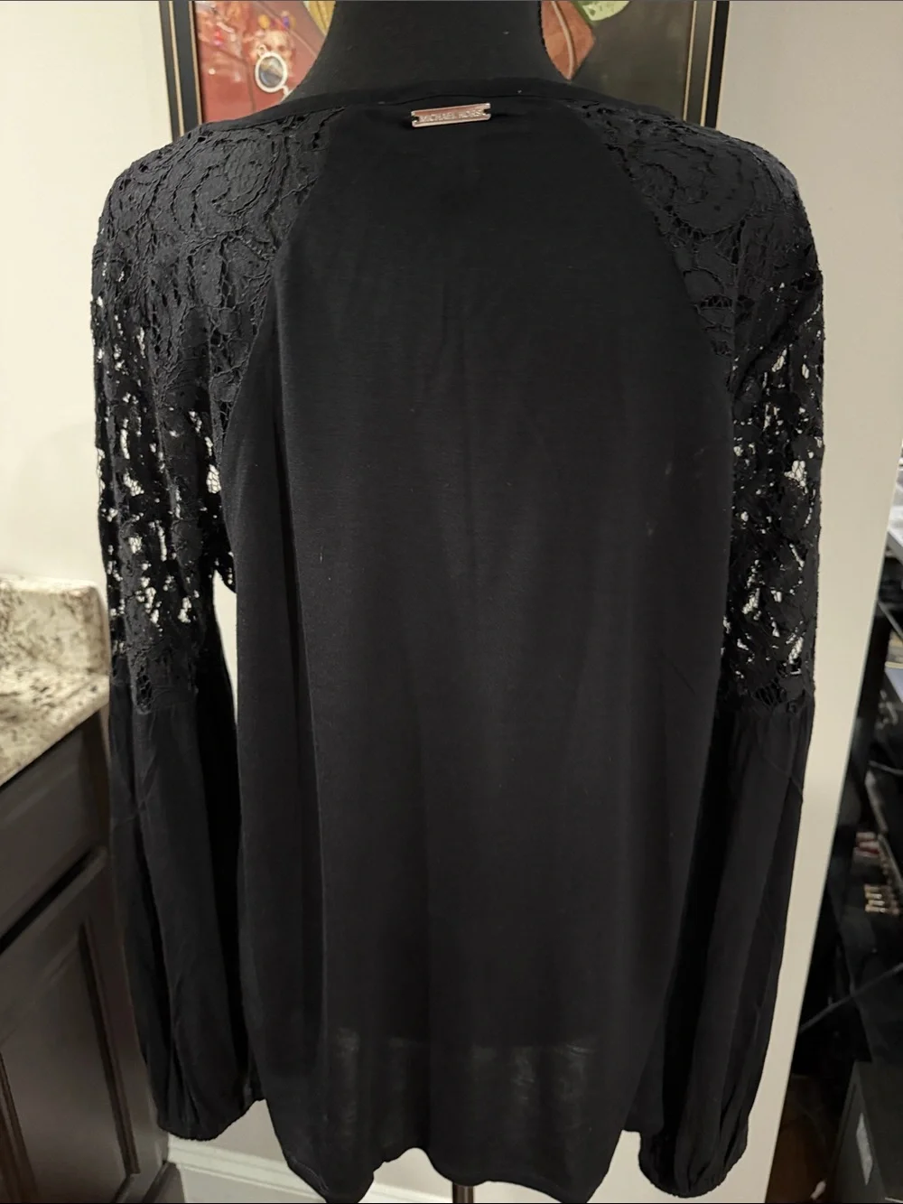 Michael Kors women’s Black Lace Sleeve Women’s Top size extra large